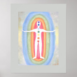 7 Chakras Subtle Energy Body Healing Reiki Grått Poster