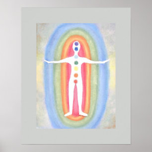 7 Chakras Subtle Energy Body Healing Reiki Grått Poster