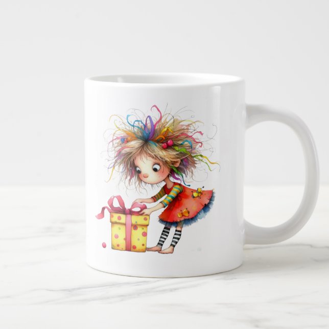 *  7 Colorful  Whimsical Christmas GIRL  Gift AP97 Jumbo Mugg (Höger)