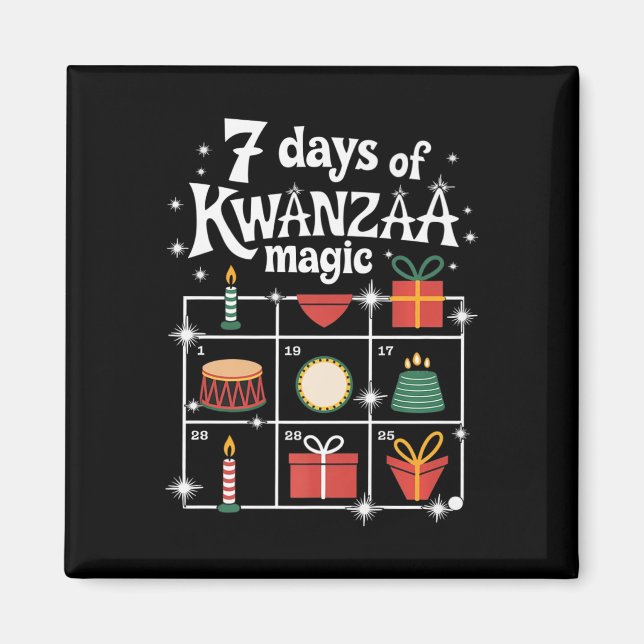 7 dagar med Kwanzaa Kinara Magic Festive Magic Sym Magnet (Framsidan)