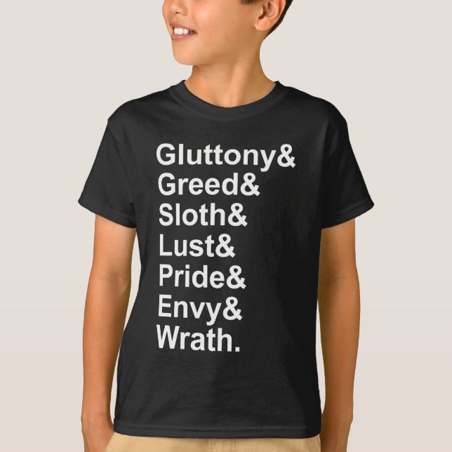 7 Dagliga skorpor - Pride Gluttony Lust Wrath Envy T-shirt (Framsida)