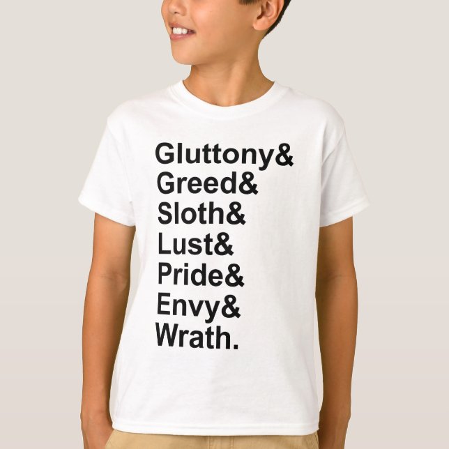 7 Dagliga skorpor - Pride Gluttony Lust Wrath Envy Tee (Framsida)