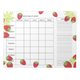 7-Day Weekly Meal Planner – Fresh Strawberry Anteckningsblock
