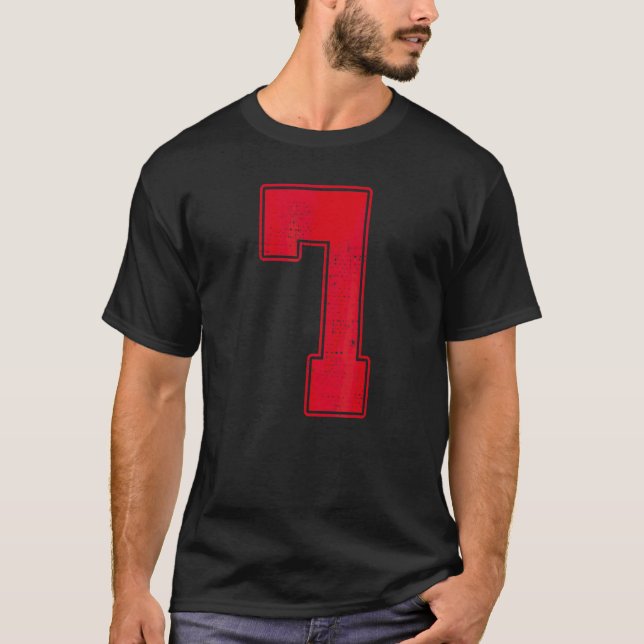7 Disposition nummer 7 Varsity Fläkt Sports Team G T Shirt (Framsida)