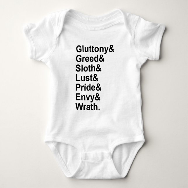 7 dödssynder - Stolthet Gluttony Lust Ilska Avund T Shirt (Framsida)
