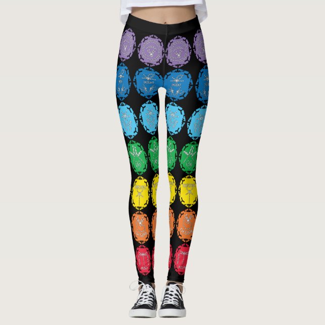 7 Dragonfly Chakras Ofinity Symbol-design Leggings (Framsida)