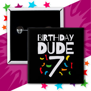 7:e, 7 år gammal pojke, Party, födelsedag, 7 Knapp
