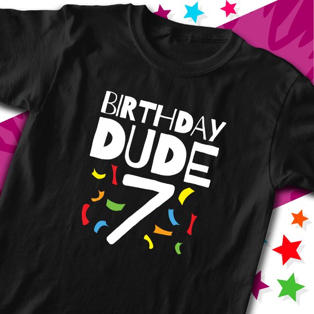7:e, 7 år gammal pojke, Party, födelsedag, 7 T Shirt (Skapare uppladdad)