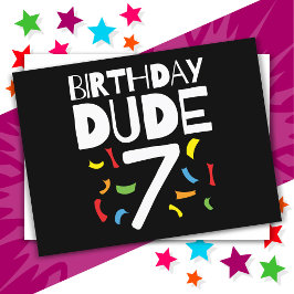 7:e, 7 år gammal pojke, Party, födelsedag, 7 Vykort