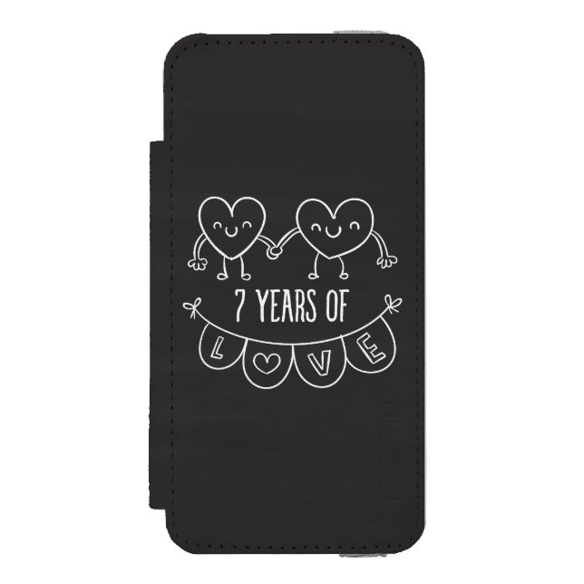 7:e-årsdagen Gift Chalk Hearts Incipio iPhone Wallet Skal (Folio Framsidan)