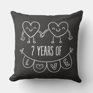 7:e-årsdagen Gift Chalk Hearts Kudde