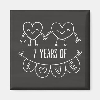 7:e-årsdagen Gift Chalk Hearts Magnet