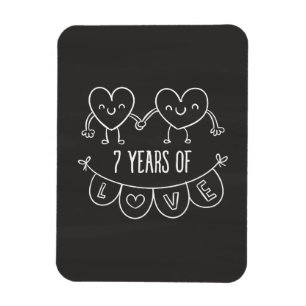 7:e-årsdagen Gift Chalk Hearts Magnet