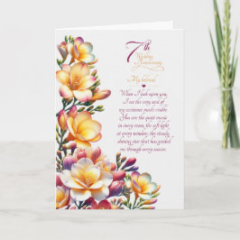 7:e årsdags sentimental Freesia-blomma Kort