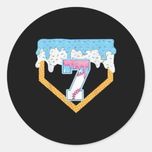 7:e Baseball Ice Cream som kör Baskebollens droppf Runt Klistermärke