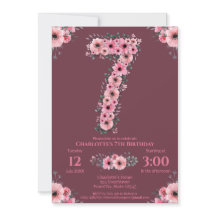 7:e Big Birthday Girl Rosa Flowers Grönt Foliage