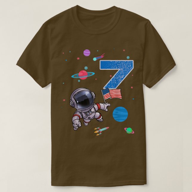 7:e Birthday Astronaut Birthday Boy 7 Years T Shirt (Design framsida)