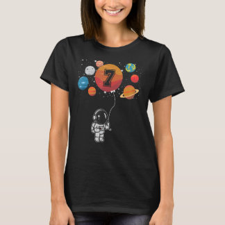 7:e Birthday Astronaut Planet 7 års Old Girl Boy T Shirt