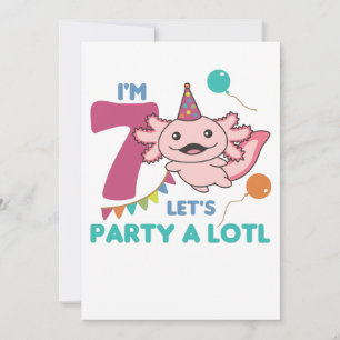 7:e Birthday Axolotl sjuåriga Axolotls Inbjudningar
