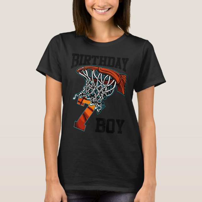 7:e Birthday Basketball 7 år gamla barn T Shirt (Framsida)