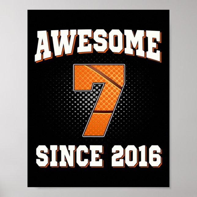 7:e Birthday Basketball 7 år gammal Fantastisk sed Poster (Framsidan)