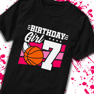 7:e Birthday Basketball Birthday 7 Year Old Girl T Shirt