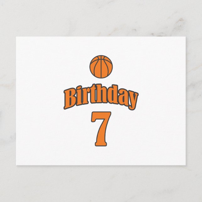 7:e Birthday Basketball Funny Boy Girl Kids Gift Vykort (Framsida)