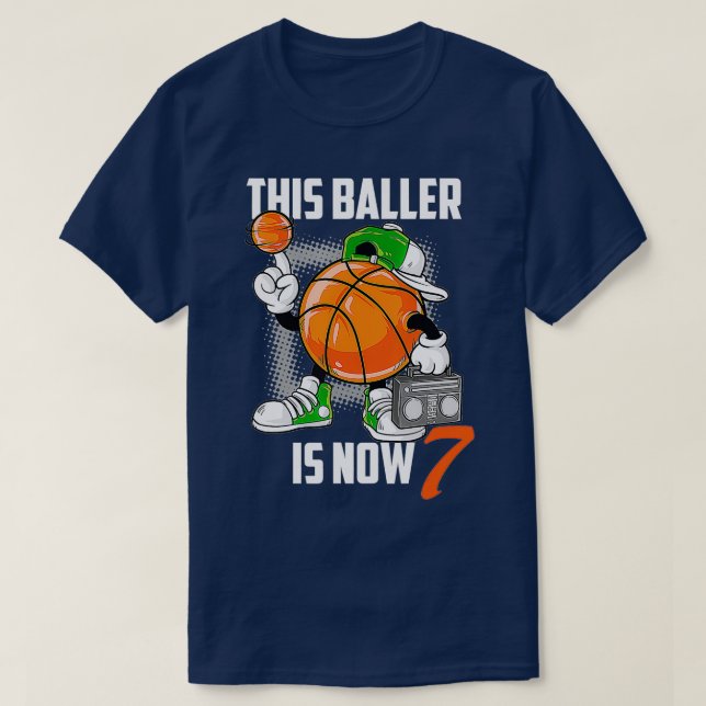 7:e Birthday Basketball Player Funny 7 år gammal K T Shirt (Design framsida)
