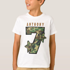 7:e Birthday Boy Camo och Stars eget namn V01G T-shirt