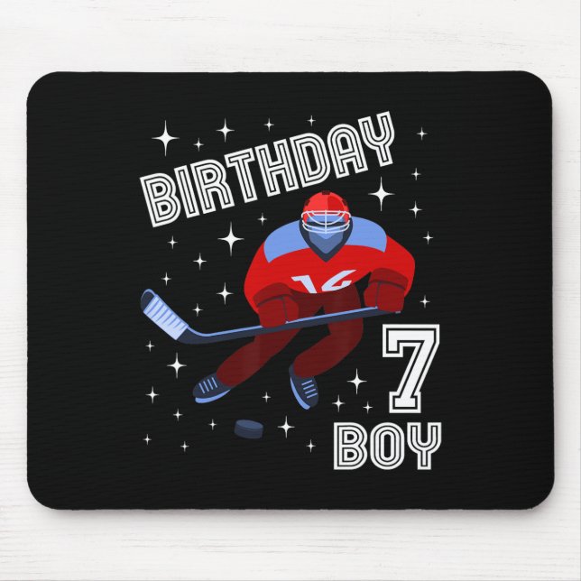 7:e Birthday Boy Ice Hockey 7 år gammal Roligt B-D Musmatta (Framsidan)