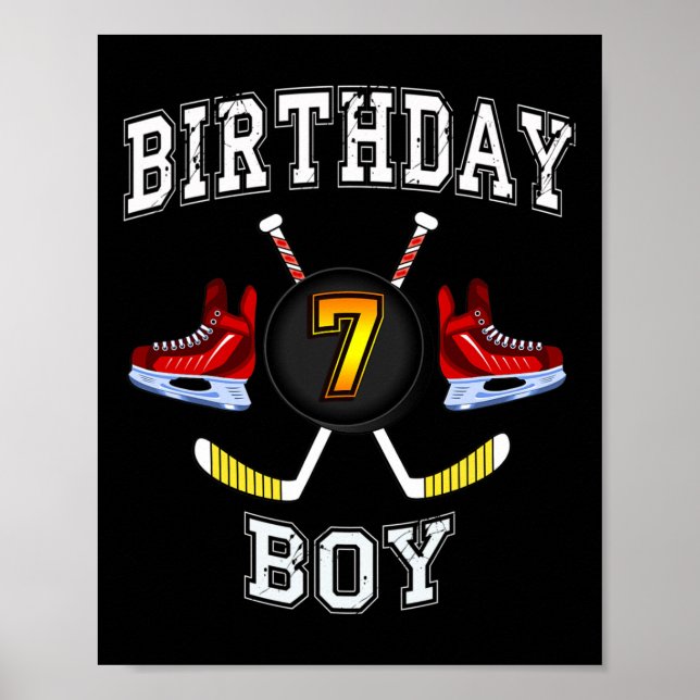 7:e Birthday Boy - Ice Hockey 7-årig pojke Poster (Framsidan)