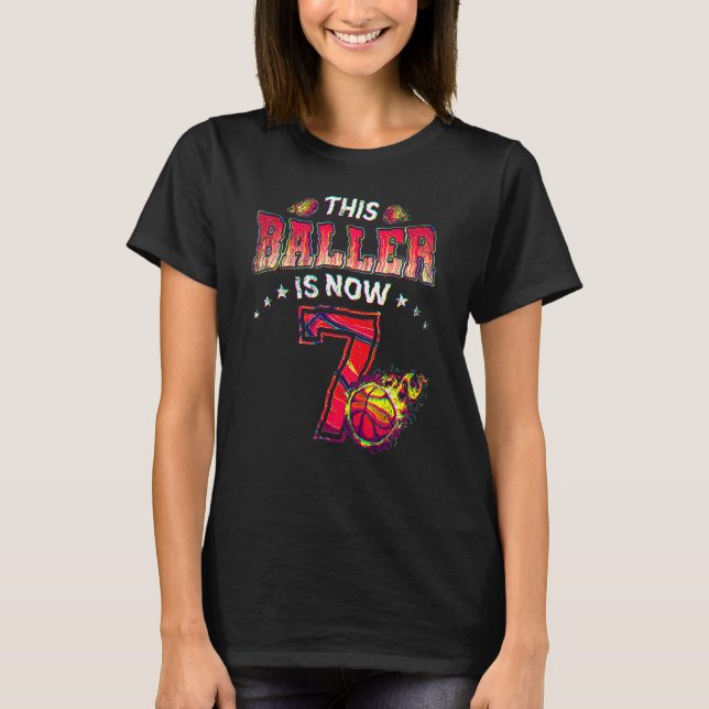 7:e Birthday Boys Basketball Player 7 år gammal Ki T Shirt (Framsida)