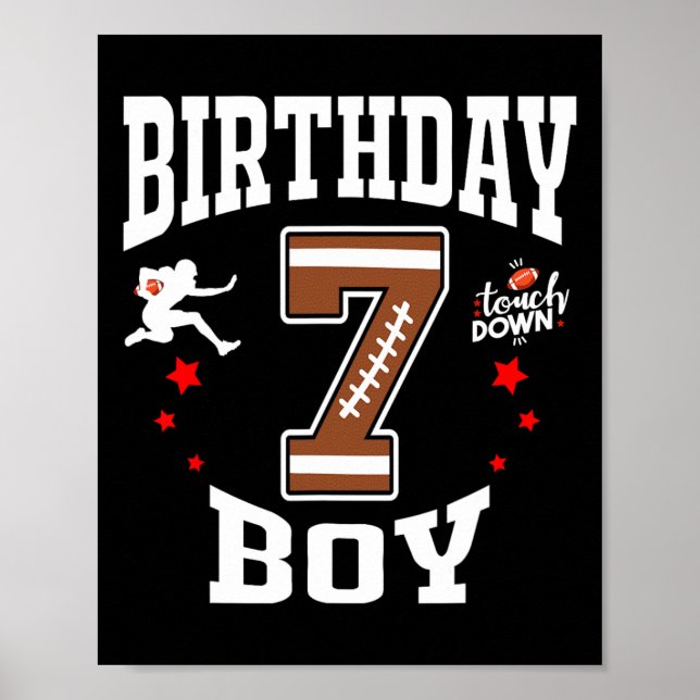 7:e Birthday Football Boy Shirt - 7 ÅRS Kid Poster (Framsidan)
