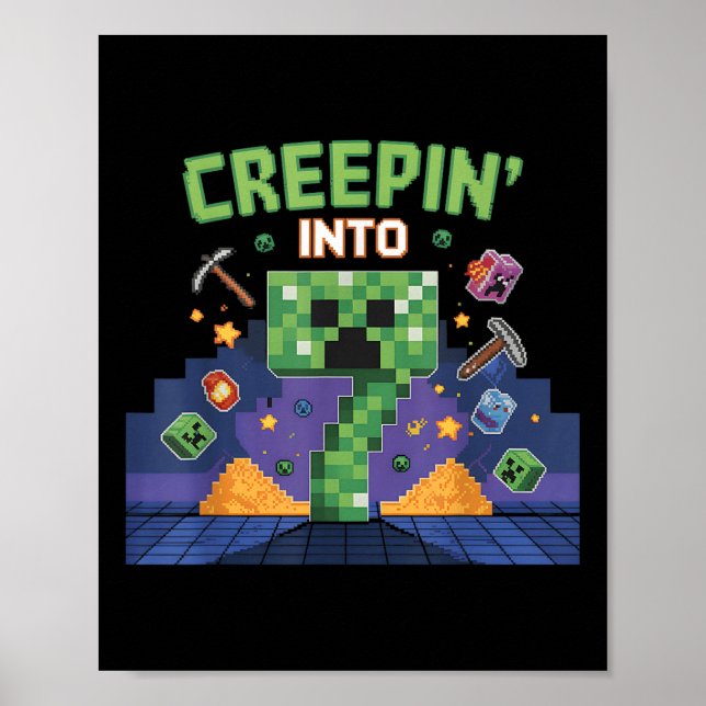 7:e Birthday Gamer Pixel Creepin’ to 7 Video Gam Poster (Framsidan)