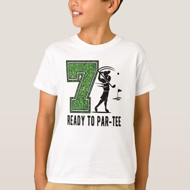 7:e Birthday Gift Golf Player 7-åring T Shirt (Framsida)