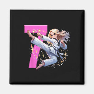 7:e Birthday Girl Martial Arts Party Taekwondo Kar Magnet