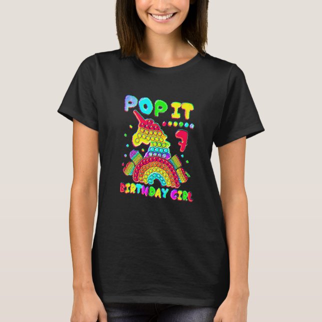 7:e Birthday Girl Pop it Fidget Leksak 7-åring T Shirt (Framsida)