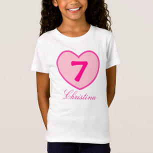 7:e Birthday Girl Rosa Hjärtat & Dots Personlig T-shirt