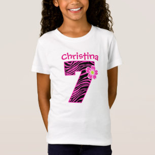 7:e Birthday Girl Shock rosa & Black Zebra mönstr T Shirt