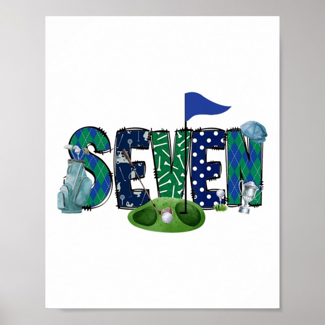 7:e Birthday Golf Temaparty Golf Girl Boy Birthd Poster (Framsidan)