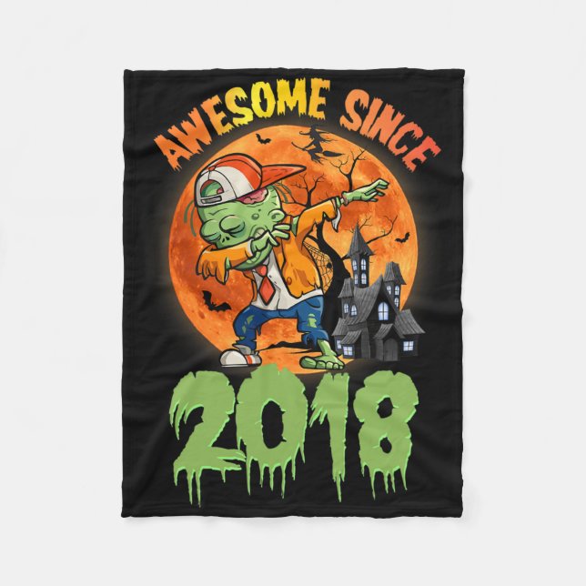 7:e Birthday Halloween Dabbing Zombie Fantastisk S Fleecefilt (Framsidan)