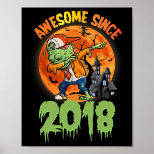 7:e Birthday Halloween Dabbing Zombie Fantastisk S Poster