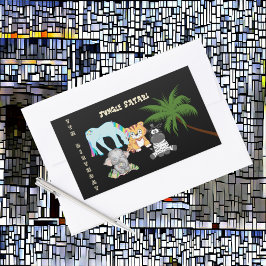 7:e Birthday Jungle Safari Elephant Zebra Unicorn Rektangulärt Klistermärke