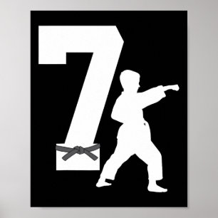 7:e Birthday Karate Taekwondo 7 Years Boy Kids Poster