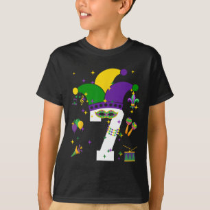 7:e Birthday Mardi Gras ThEEG 7 Years Boys Ki T Shirt