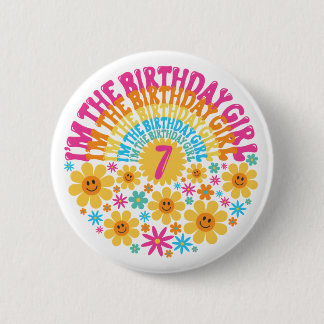 7:e Birthday Shirt Cute Flower Sjunde Rosan Knapp