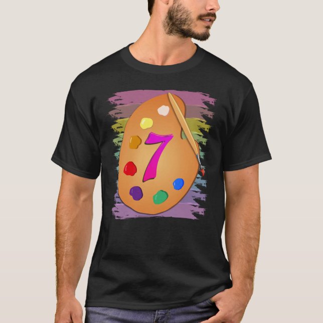 7:e Birthday Shirt Painting 7 Years Boys T Shirt (Framsida)