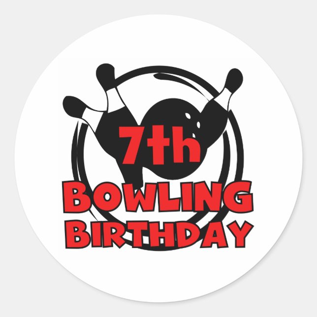7:e Bowling Birthday Runt Klistermärke (Framsida)