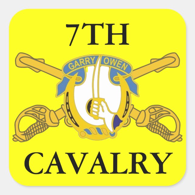7:E CAVALRY STICKERS FYRKANTIGT KLISTERMÄRKE (Framsida)