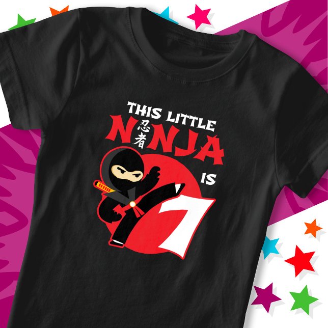 7:e-födelsedag 7 år gamla barn Party Little Ninja  T Shirt (Skapare uppladdad)